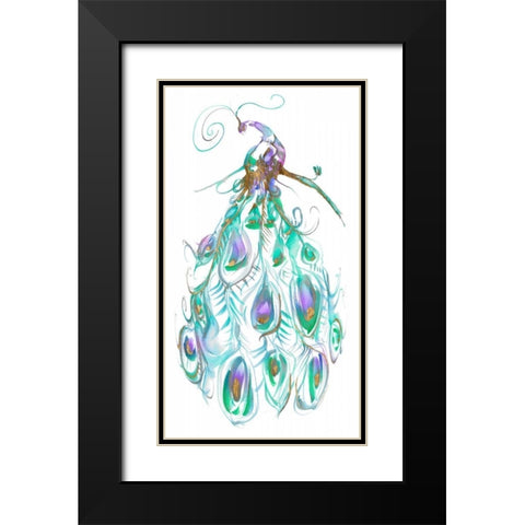 Gilded Peacock Plumes I Black Modern Wood Framed Art Print with Double Matting by Goldberger, Jennifer