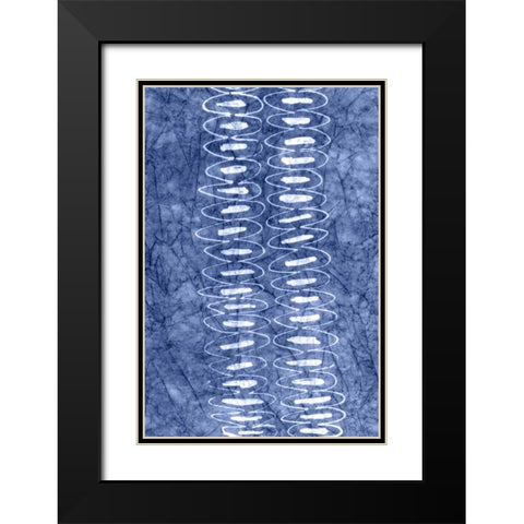 Indigo Primitive Patterns II Black Modern Wood Framed Art Print with Double Matting by Stramel, Renee W.