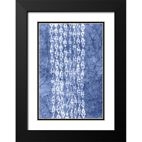 Indigo Primitive Patterns III Black Modern Wood Framed Art Print with Double Matting by Stramel, Renee W.