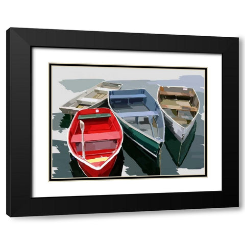 Bold Boats I Black Modern Wood Framed Art Print with Double Matting by Kalina, Emily