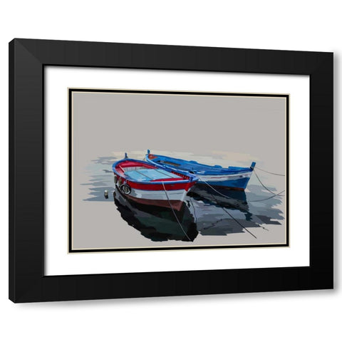 Bold Boats II Black Modern Wood Framed Art Print with Double Matting by Kalina, Emily