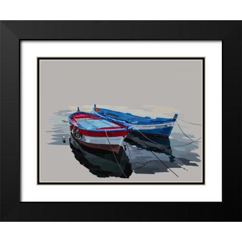Bold Boats II Black Modern Wood Framed Art Print with Double Matting by Kalina, Emily