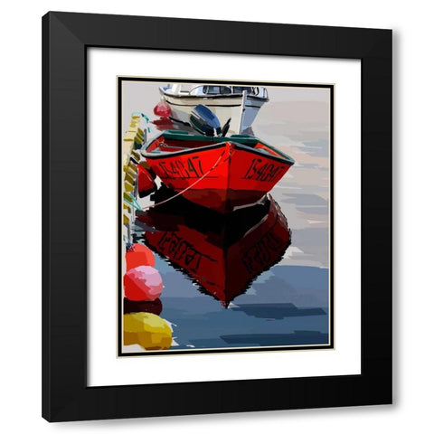 Bold Boats VII Black Modern Wood Framed Art Print with Double Matting by Kalina, Emily