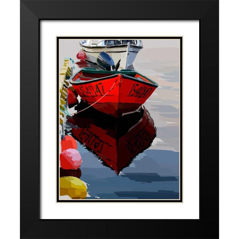 Bold Boats VII Black Modern Wood Framed Art Print with Double Matting by Kalina, Emily