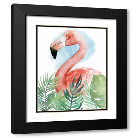 Watercolor Flamingo Composition II Black Modern Wood Framed Art Print with Double Matting by Popp, Grace