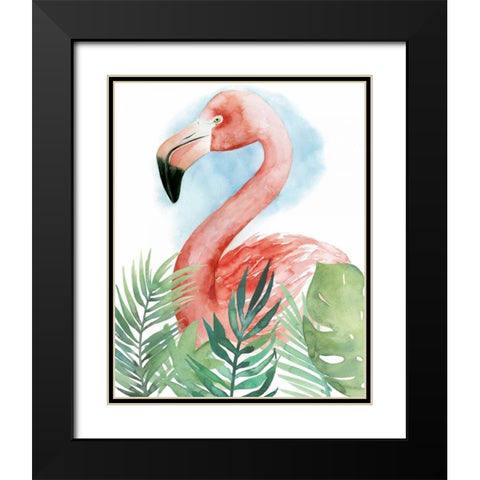 Watercolor Flamingo Composition II Black Modern Wood Framed Art Print with Double Matting by Popp, Grace