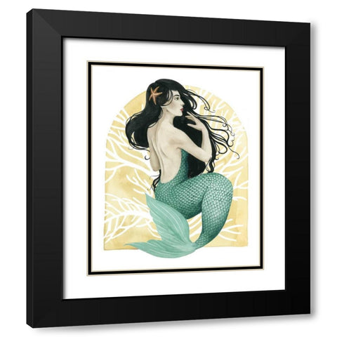 Deco Mermaid II Black Modern Wood Framed Art Print with Double Matting by Popp, Grace