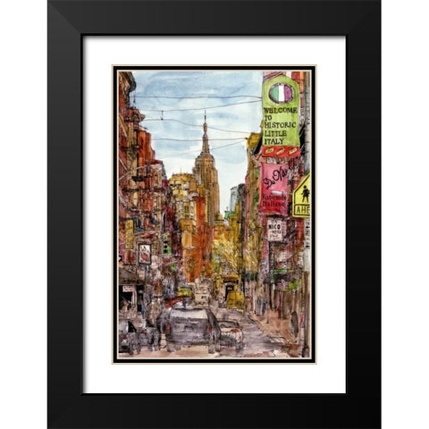 City Scene II Black Modern Wood Framed Art Print with Double Matting by Wang, Melissa