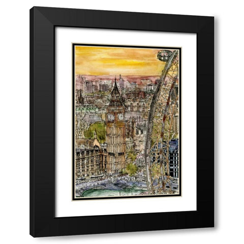 City Scene IV Black Modern Wood Framed Art Print with Double Matting by Wang, Melissa