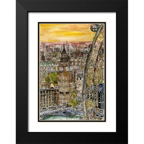 City Scene IV Black Modern Wood Framed Art Print with Double Matting by Wang, Melissa