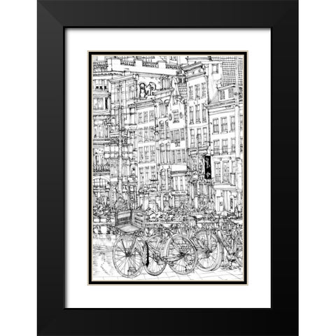 BandW City Scene I Black Modern Wood Framed Art Print with Double Matting by Wang, Melissa