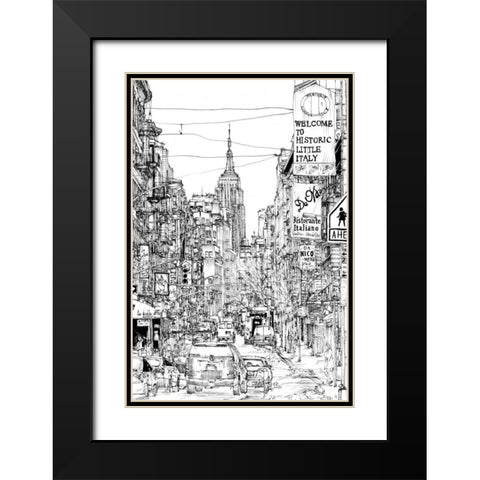 BandW City Scene II Black Modern Wood Framed Art Print with Double Matting by Wang, Melissa