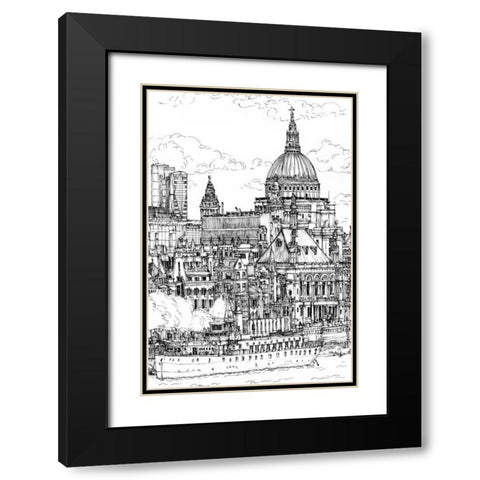 BandW City Scene X Black Modern Wood Framed Art Print with Double Matting by Wang, Melissa