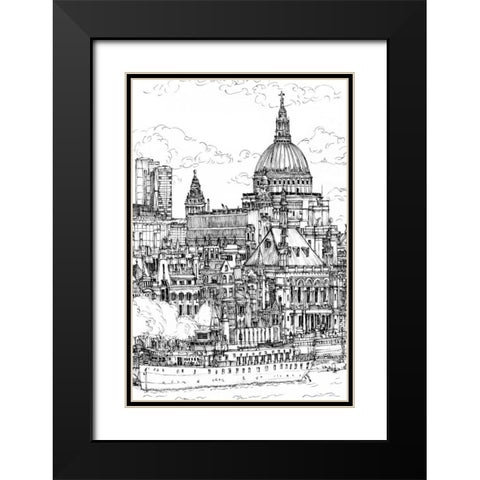 BandW City Scene X Black Modern Wood Framed Art Print with Double Matting by Wang, Melissa