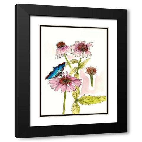Floral Field Notes II Black Modern Wood Framed Art Print with Double Matting by Wang, Melissa