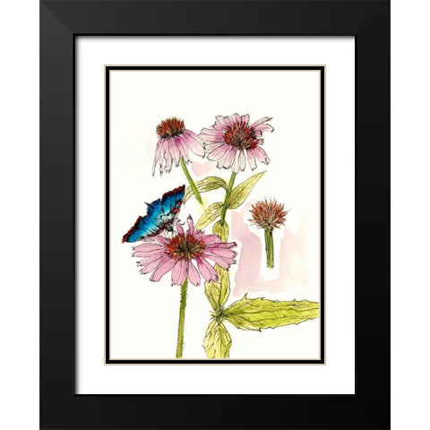 Floral Field Notes II Black Modern Wood Framed Art Print with Double Matting by Wang, Melissa