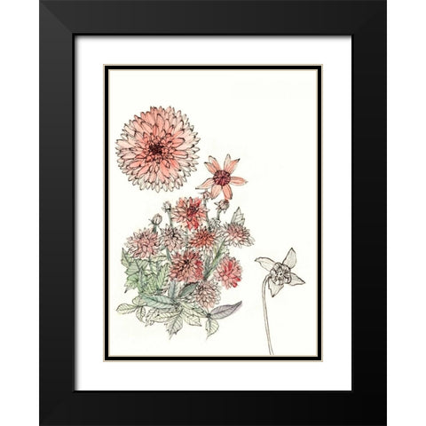 Dahlia Study Black Modern Wood Framed Art Print with Double Matting by Wang, Melissa