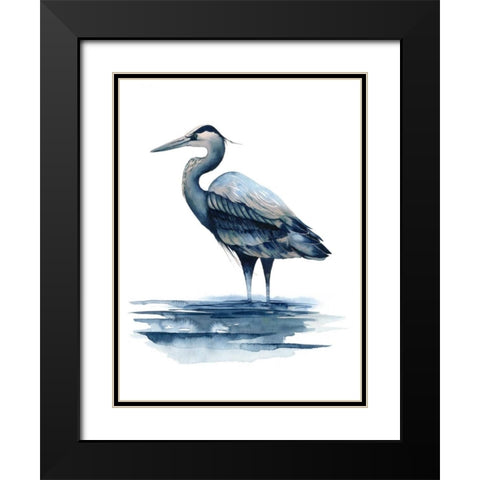 Azure Heron I Black Modern Wood Framed Art Print with Double Matting by Popp, Grace