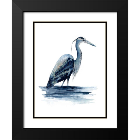 Azure Heron II Black Modern Wood Framed Art Print with Double Matting by Popp, Grace