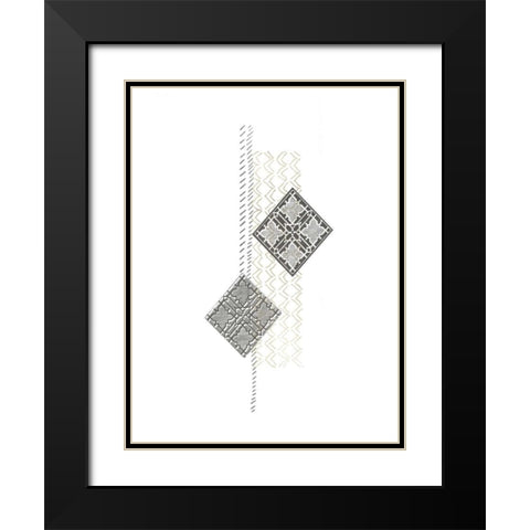 Block Print Composition III Black Modern Wood Framed Art Print with Double Matting by Vess, June Erica