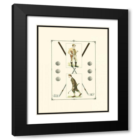 Golfers- H. Hutchinson and John Ball Black Modern Wood Framed Art Print with Double Matting by Spy