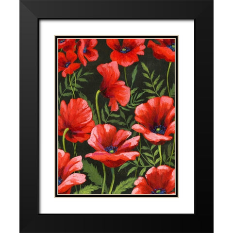 Poppies at Midnight II Black Modern Wood Framed Art Print with Double Matting by Popp, Grace