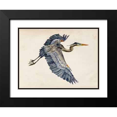 Blue Heron Rendering IV Black Modern Wood Framed Art Print with Double Matting by Wang, Melissa