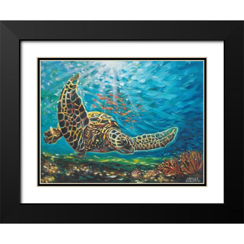 Deep Sea Swimming I Black Modern Wood Framed Art Print with Double Matting by Vitaletti, Carolee