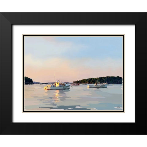 Peaceful Harbor I Black Modern Wood Framed Art Print with Double Matting by Kalina, Emily