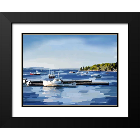Peaceful Harbor II Black Modern Wood Framed Art Print with Double Matting by Kalina, Emily
