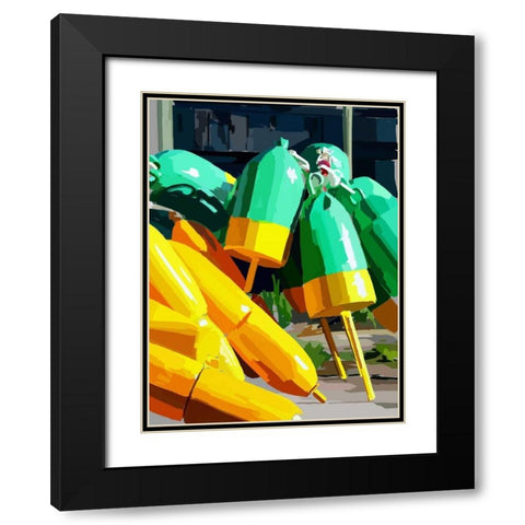 Vibrant Buoys I Black Modern Wood Framed Art Print with Double Matting by Kalina, Emily