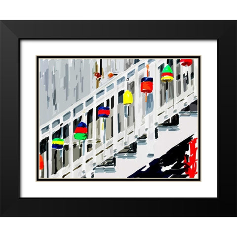 Vibrant Buoys IV Black Modern Wood Framed Art Print with Double Matting by Kalina, Emily