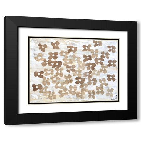 Stenciled Posies I Black Modern Wood Framed Art Print with Double Matting by Avondet, Natalie