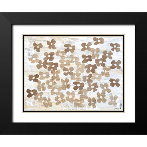 Stenciled Posies I Black Modern Wood Framed Art Print with Double Matting by Avondet, Natalie