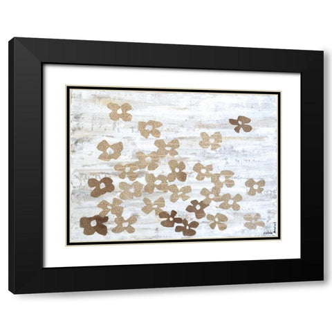 Stenciled Posies II Black Modern Wood Framed Art Print with Double Matting by Avondet, Natalie