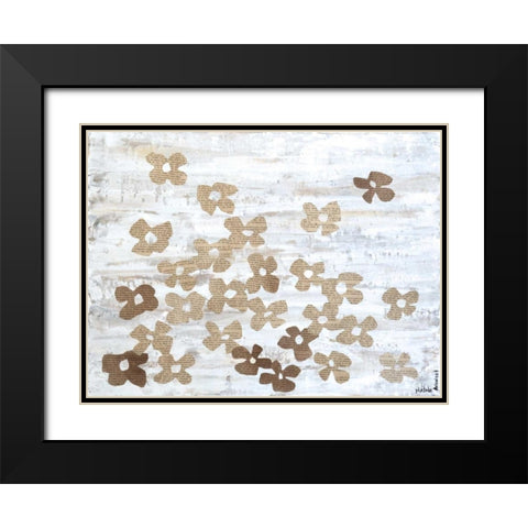 Stenciled Posies II Black Modern Wood Framed Art Print with Double Matting by Avondet, Natalie