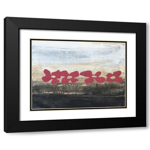 Stenciled Posies III Black Modern Wood Framed Art Print with Double Matting by Avondet, Natalie