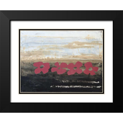 Stenciled Posies IV Black Modern Wood Framed Art Print with Double Matting by Avondet, Natalie
