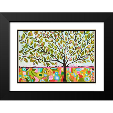Tree Abstract Black Modern Wood Framed Art Print with Double Matting by Fields, Karen