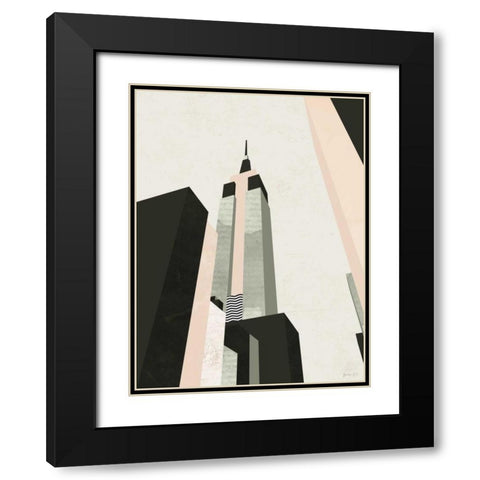 Graphic New York I Black Modern Wood Framed Art Print with Double Matting by Green Lili