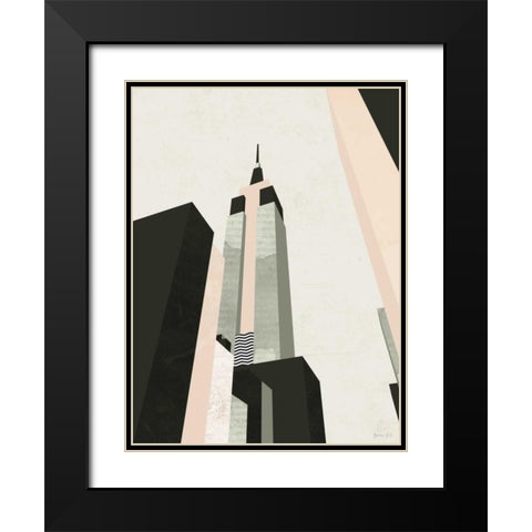 Graphic New York I Black Modern Wood Framed Art Print with Double Matting by Green Lili