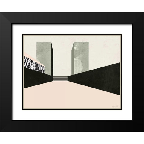 Graphic New York III Black Modern Wood Framed Art Print with Double Matting by Green Lili