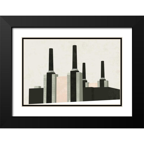 Graphic New York V Black Modern Wood Framed Art Print with Double Matting by Green Lili