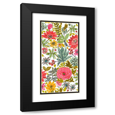 Multi Bloom Floral I Black Modern Wood Framed Art Print with Double Matting by Fields, Karen