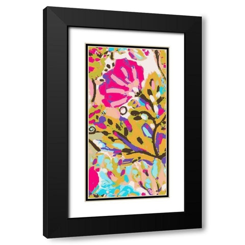 Pink Boho Floral I Black Modern Wood Framed Art Print with Double Matting by Fields, Karen