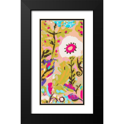 Pink Boho Floral II Black Modern Wood Framed Art Print with Double Matting by Fields, Karen