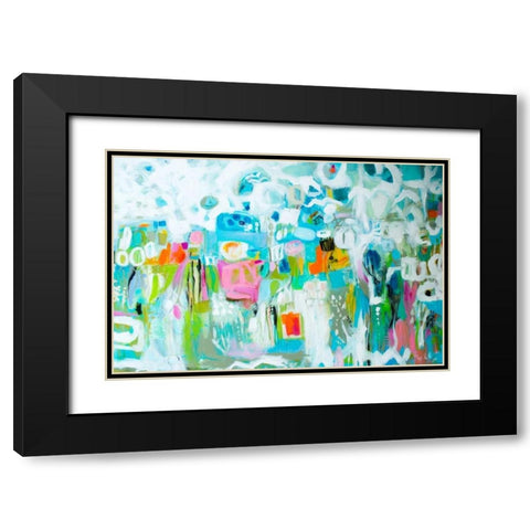 Abstract Blue Black Modern Wood Framed Art Print with Double Matting by Fields, Karen