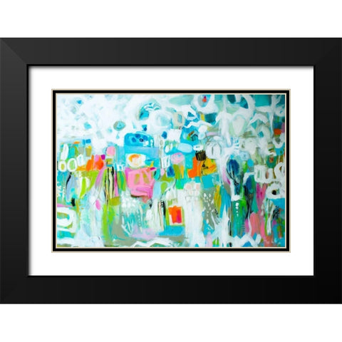 Abstract Blue Black Modern Wood Framed Art Print with Double Matting by Fields, Karen