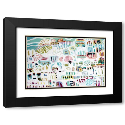 Abstract White Black Modern Wood Framed Art Print with Double Matting by Fields, Karen