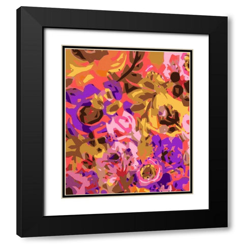 Warm Abstract Floral I Black Modern Wood Framed Art Print with Double Matting by Fields, Karen